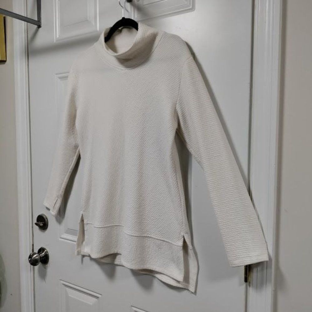 RBX Reebok Offwhite Cowlneck Textured Long Sleeve Thumbhole M - Picture 2 of 6